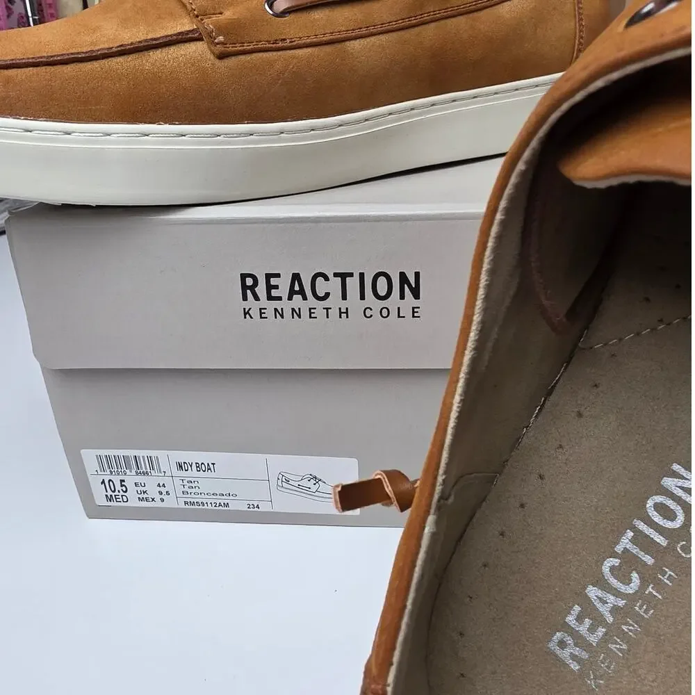 NEW Kenneth Cole Reaction Indy Boat Shoes Tan 10.5, Men's